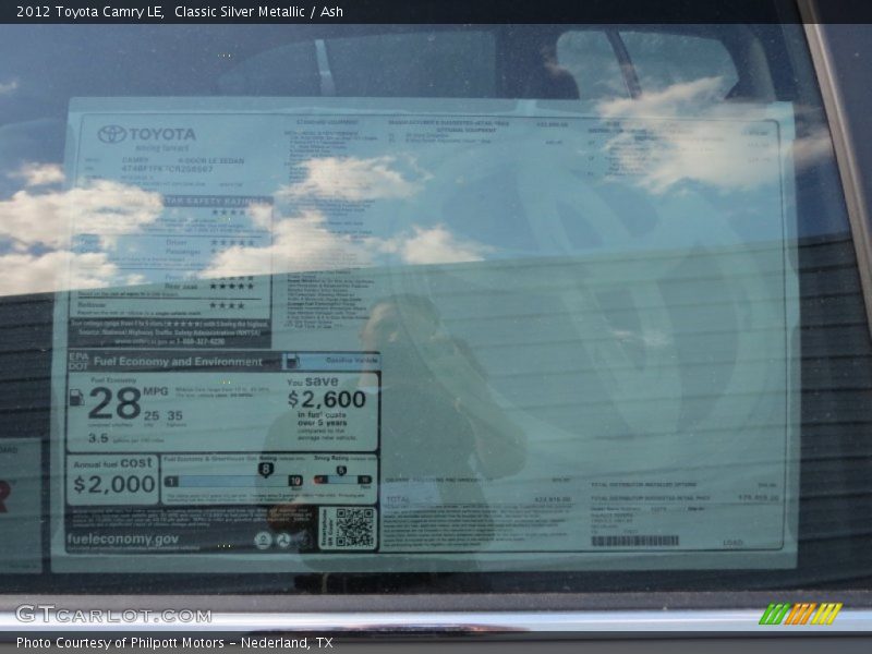 Classic Silver Metallic / Ash 2012 Toyota Camry LE