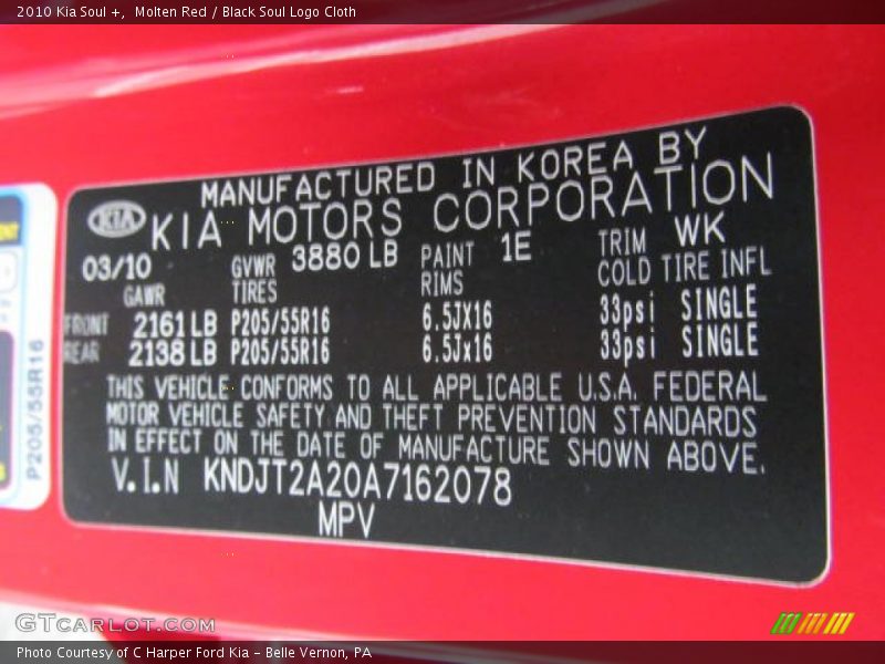 Molten Red / Black Soul Logo Cloth 2010 Kia Soul +