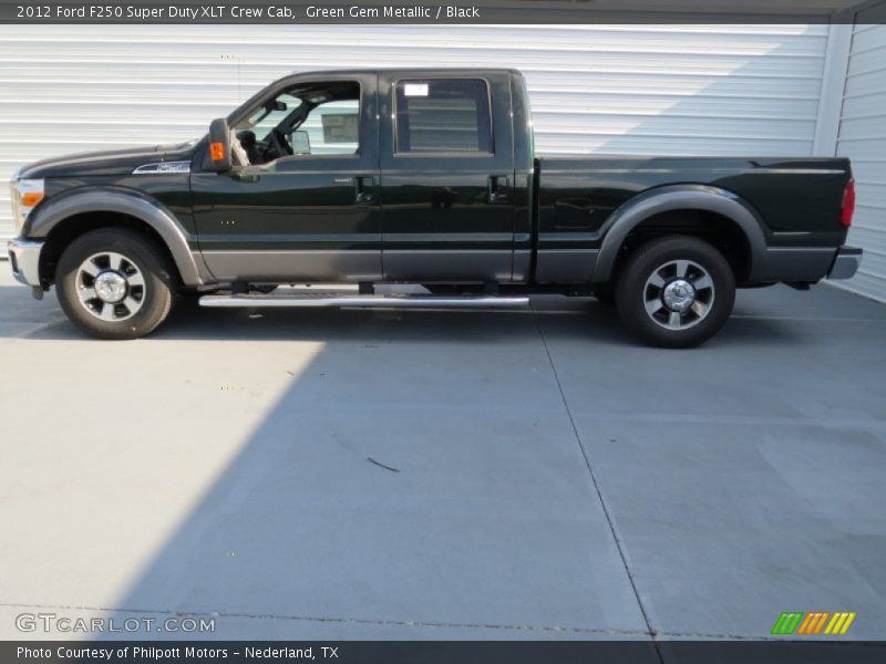 Green Gem Metallic / Black 2012 Ford F250 Super Duty XLT Crew Cab