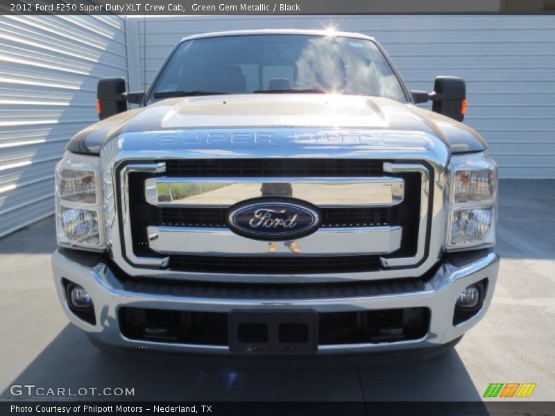 Green Gem Metallic / Black 2012 Ford F250 Super Duty XLT Crew Cab