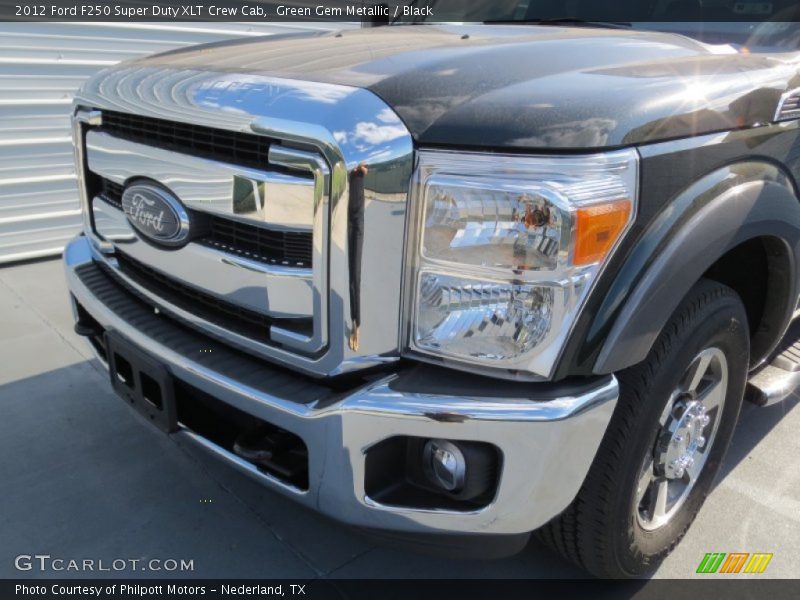 Green Gem Metallic / Black 2012 Ford F250 Super Duty XLT Crew Cab