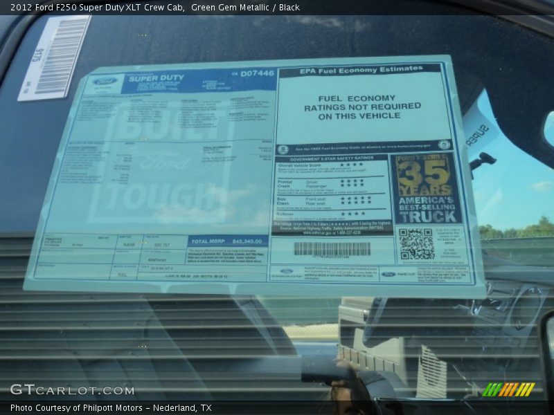 Green Gem Metallic / Black 2012 Ford F250 Super Duty XLT Crew Cab