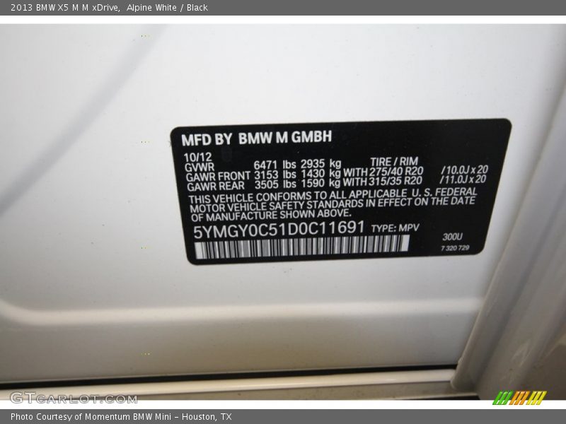 2013 X5 M M xDrive Alpine White Color Code 300