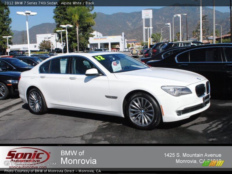 Alpine White / Black 2012 BMW 7 Series 740i Sedan