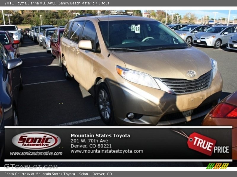 Sandy Beach Metallic / Bisque 2011 Toyota Sienna XLE AWD