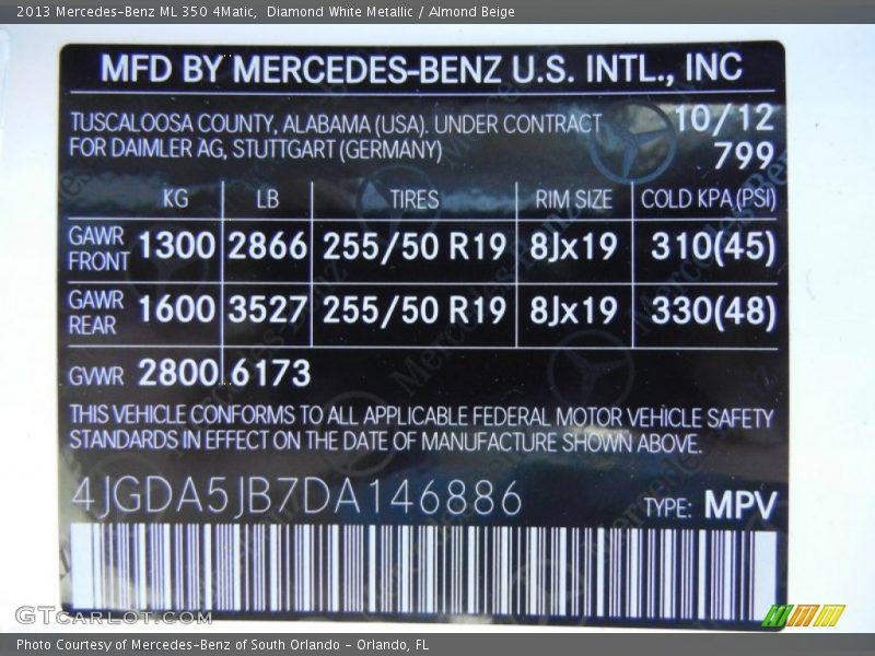 Diamond White Metallic / Almond Beige 2013 Mercedes-Benz ML 350 4Matic