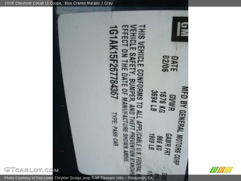 Blue Granite Metallic / Gray 2006 Chevrolet Cobalt LS Coupe
