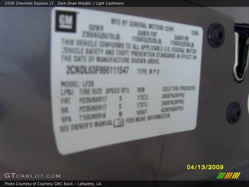 Dark Silver Metallic / Light Cashmere 2006 Chevrolet Equinox LT