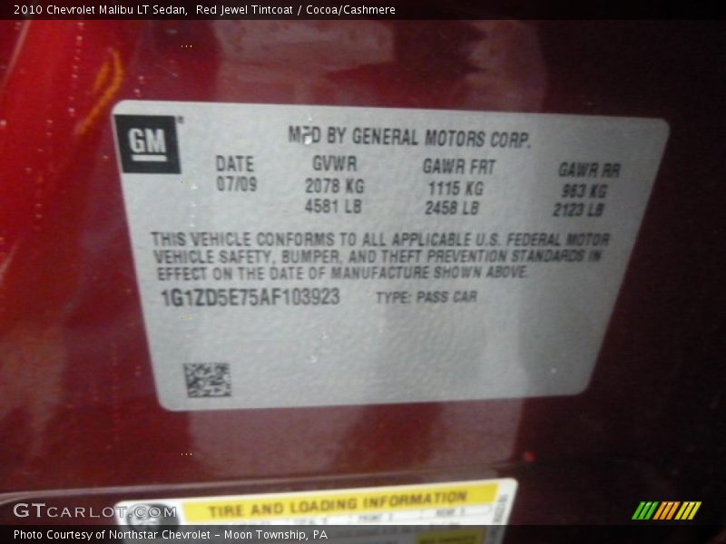 Red Jewel Tintcoat / Cocoa/Cashmere 2010 Chevrolet Malibu LT Sedan