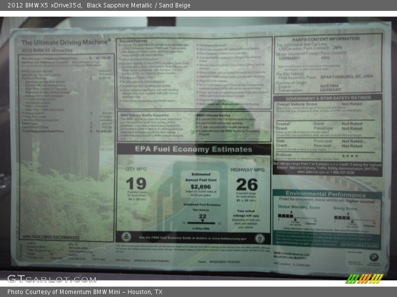 Black Sapphire Metallic / Sand Beige 2012 BMW X5 xDrive35d