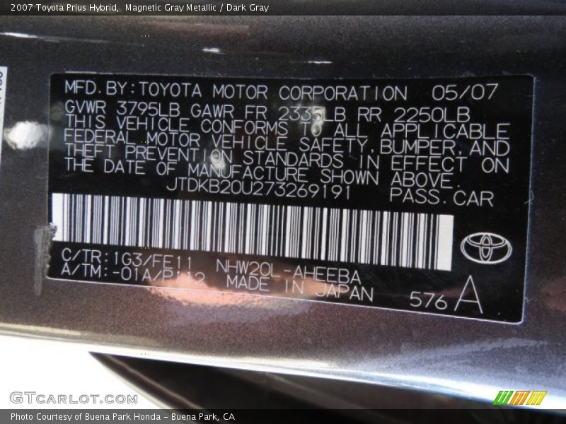 Magnetic Gray Metallic / Dark Gray 2007 Toyota Prius Hybrid