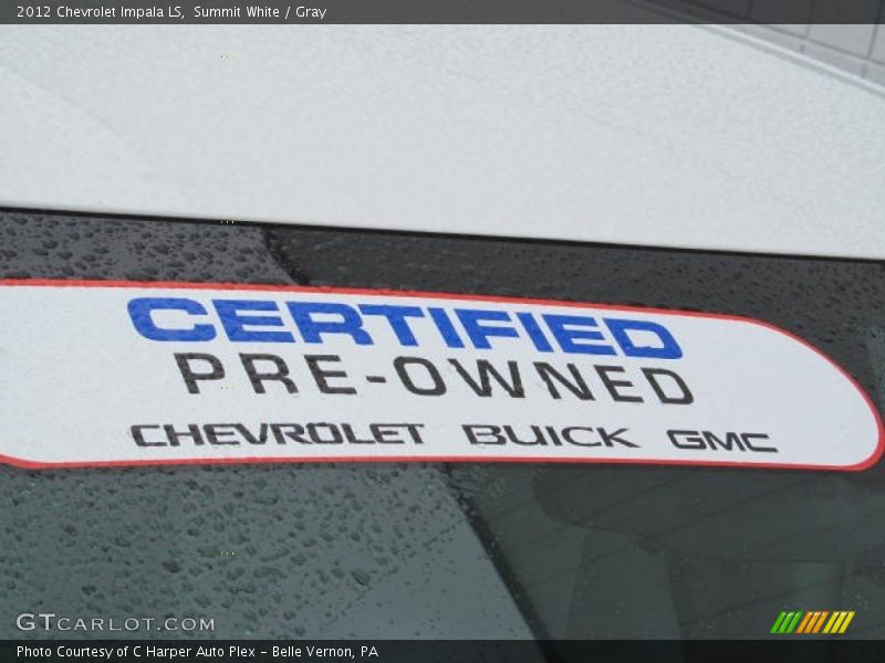 Summit White / Gray 2012 Chevrolet Impala LS