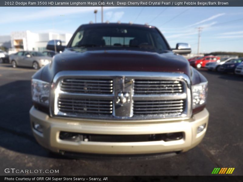 Deep Cherry Red Crystal Pearl / Light Pebble Beige/Bark Brown 2012 Dodge Ram 3500 HD Laramie Longhorn Mega Cab 4x4