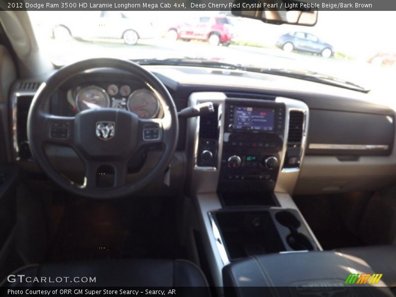 Deep Cherry Red Crystal Pearl / Light Pebble Beige/Bark Brown 2012 Dodge Ram 3500 HD Laramie Longhorn Mega Cab 4x4