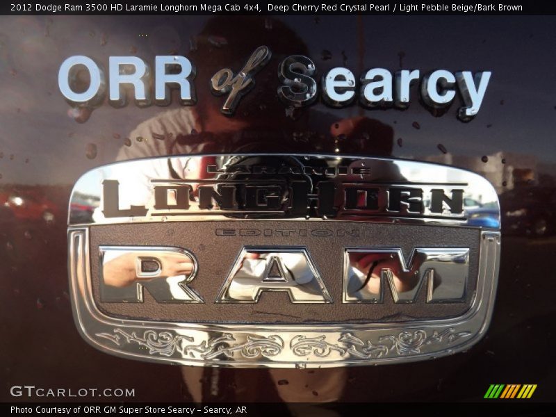 Deep Cherry Red Crystal Pearl / Light Pebble Beige/Bark Brown 2012 Dodge Ram 3500 HD Laramie Longhorn Mega Cab 4x4