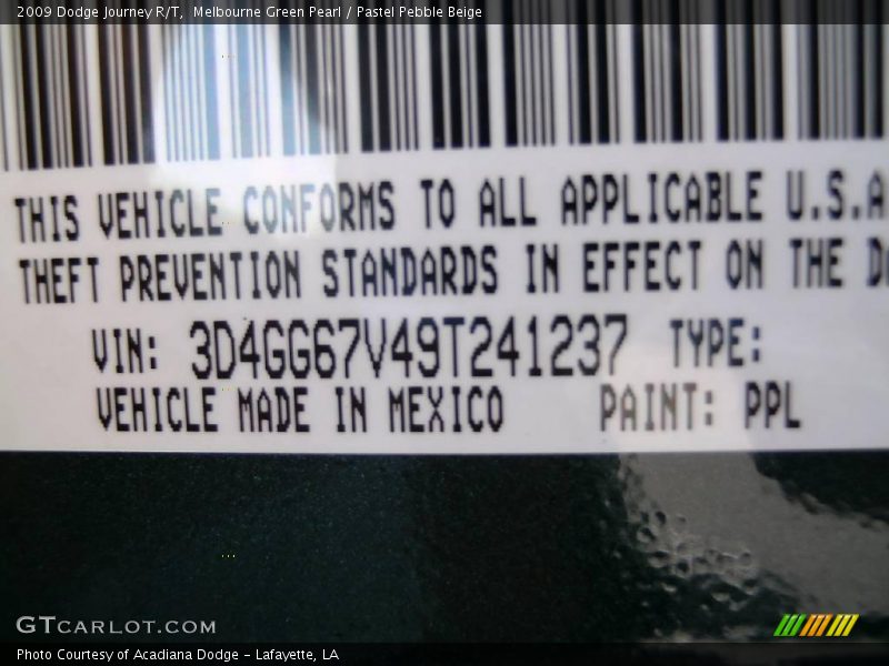 Melbourne Green Pearl / Pastel Pebble Beige 2009 Dodge Journey R/T