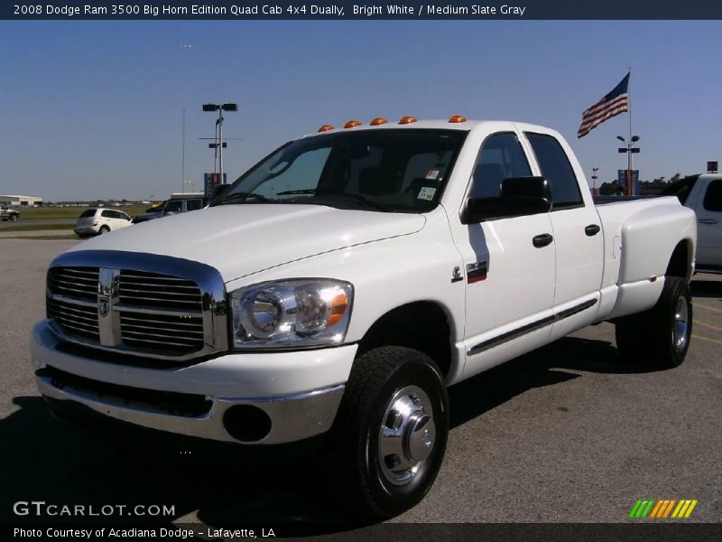 Bright White / Medium Slate Gray 2008 Dodge Ram 3500 Big Horn Edition Quad Cab 4x4 Dually