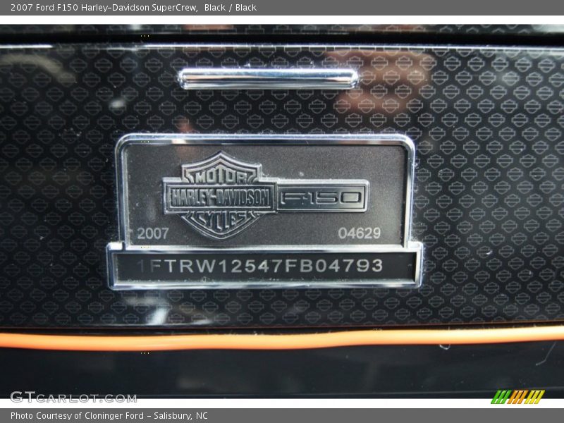 Info Tag of 2007 F150 Harley-Davidson SuperCrew