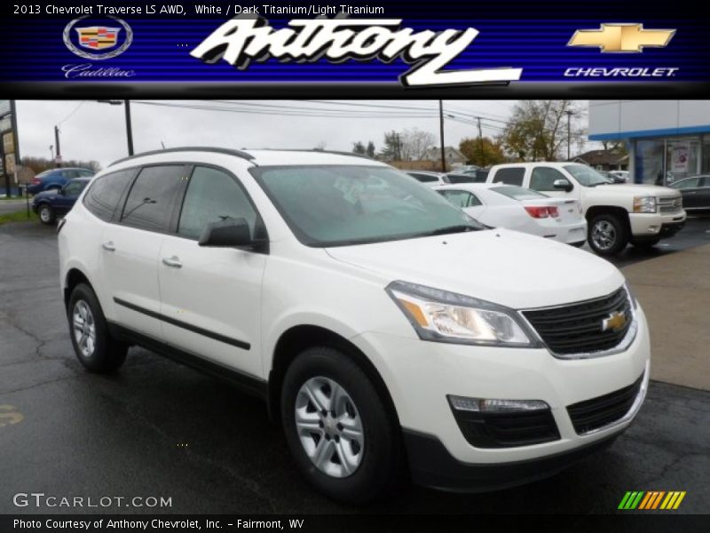 White / Dark Titanium/Light Titanium 2013 Chevrolet Traverse LS AWD
