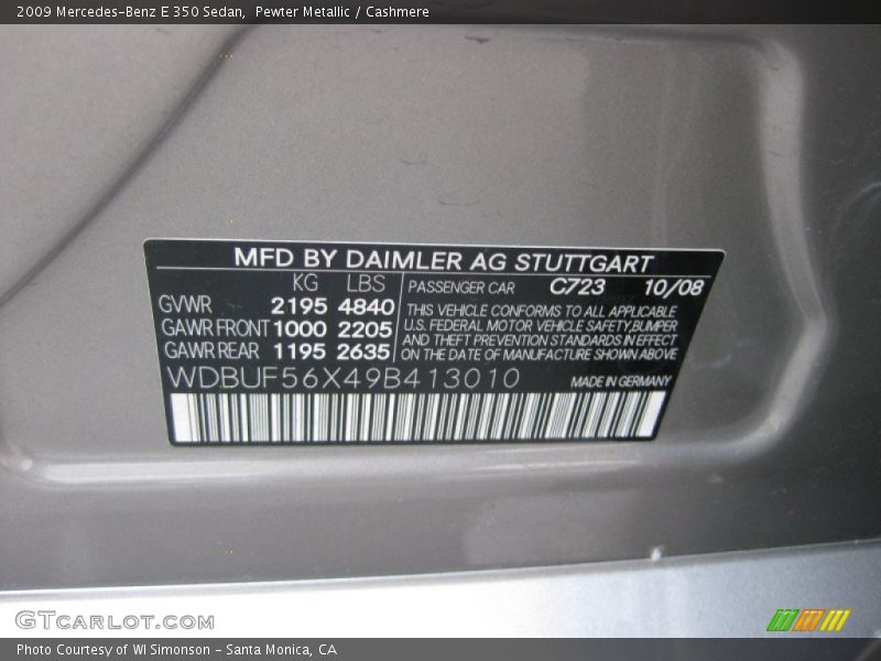 Pewter Metallic / Cashmere 2009 Mercedes-Benz E 350 Sedan