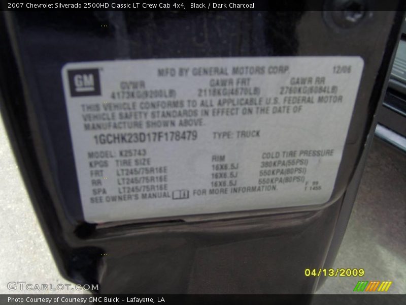 Black / Dark Charcoal 2007 Chevrolet Silverado 2500HD Classic LT Crew Cab 4x4