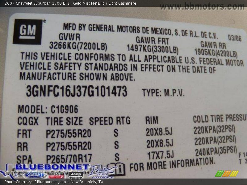 Gold Mist Metallic / Light Cashmere 2007 Chevrolet Suburban 1500 LTZ