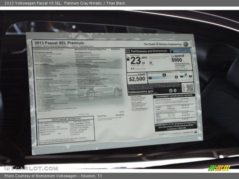 Platinum Gray Metallic / Titan Black 2013 Volkswagen Passat V6 SEL