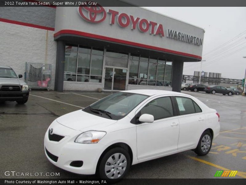 Super White / Dark Gray 2012 Toyota Yaris Sedan