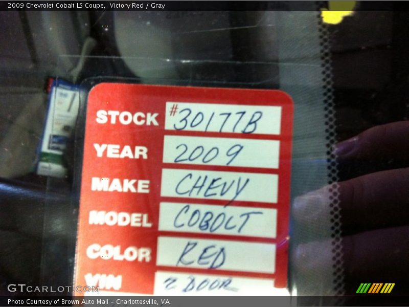 Victory Red / Gray 2009 Chevrolet Cobalt LS Coupe