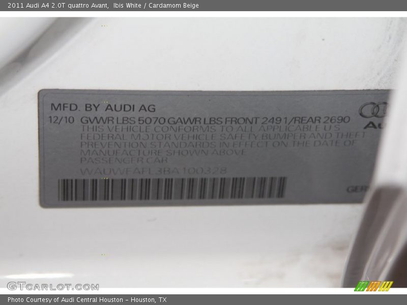 Ibis White / Cardamom Beige 2011 Audi A4 2.0T quattro Avant