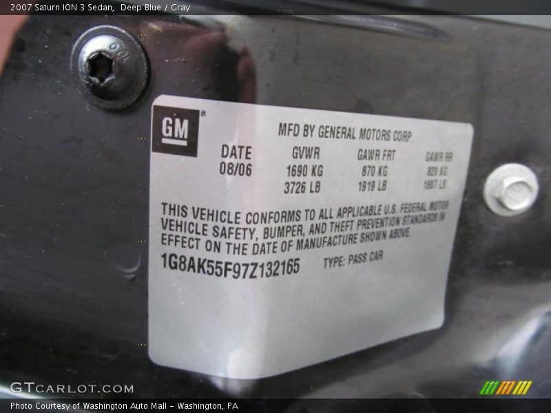 Deep Blue / Gray 2007 Saturn ION 3 Sedan