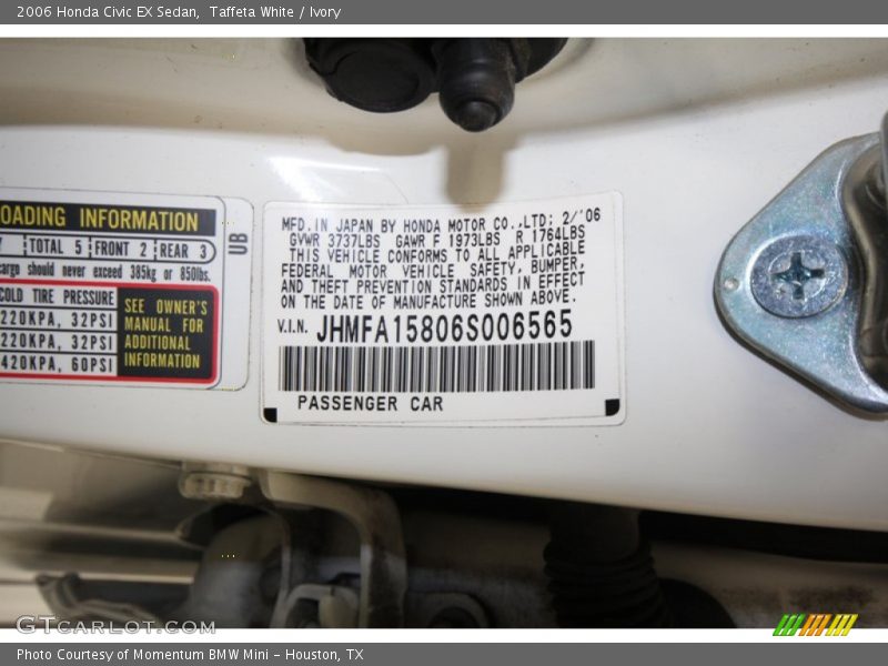 Taffeta White / Ivory 2006 Honda Civic EX Sedan