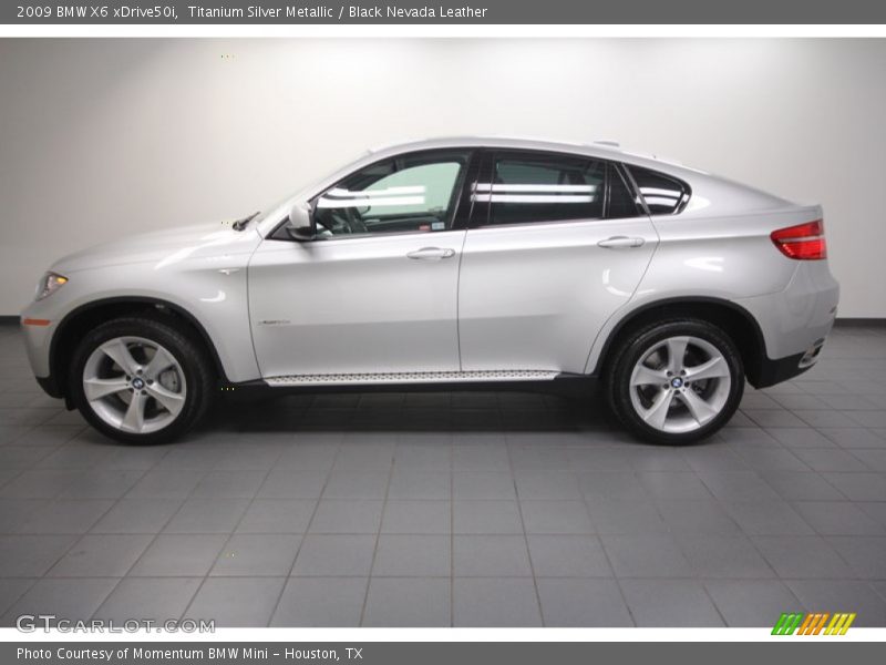 Titanium Silver Metallic / Black Nevada Leather 2009 BMW X6 xDrive50i