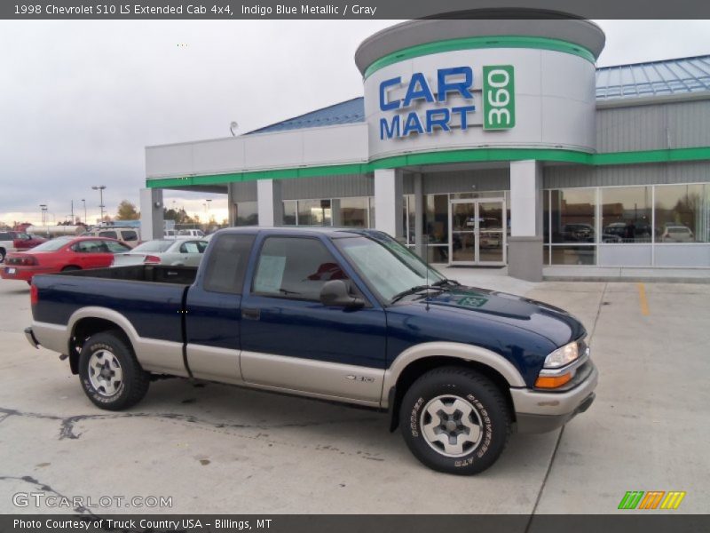 Indigo Blue Metallic / Gray 1998 Chevrolet S10 LS Extended Cab 4x4