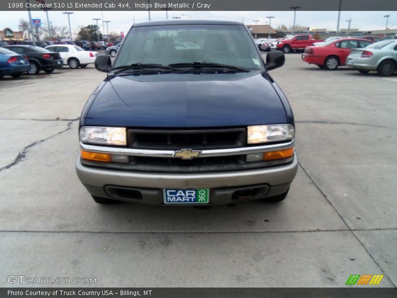 Indigo Blue Metallic / Gray 1998 Chevrolet S10 LS Extended Cab 4x4