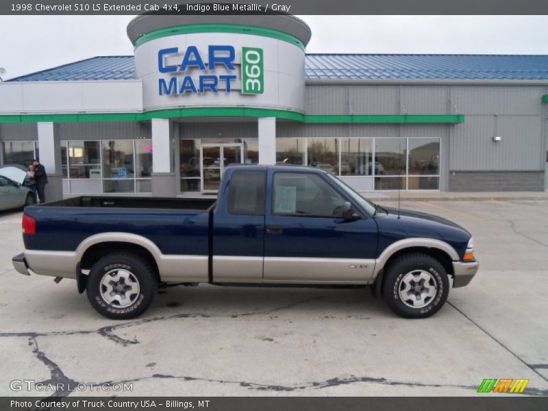 Indigo Blue Metallic / Gray 1998 Chevrolet S10 LS Extended Cab 4x4