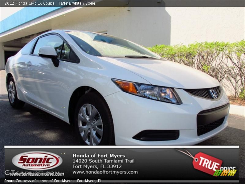 Taffeta White / Stone 2012 Honda Civic LX Coupe