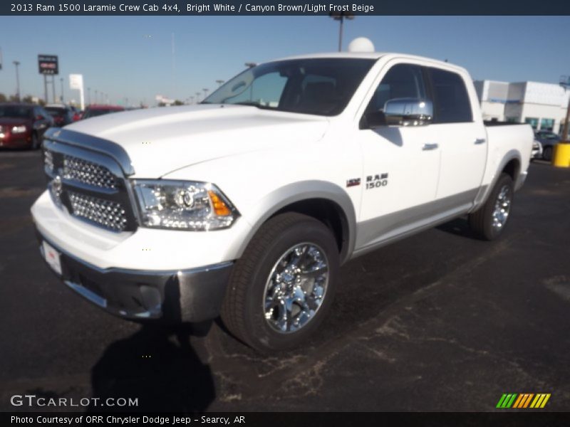 Bright White / Canyon Brown/Light Frost Beige 2013 Ram 1500 Laramie Crew Cab 4x4