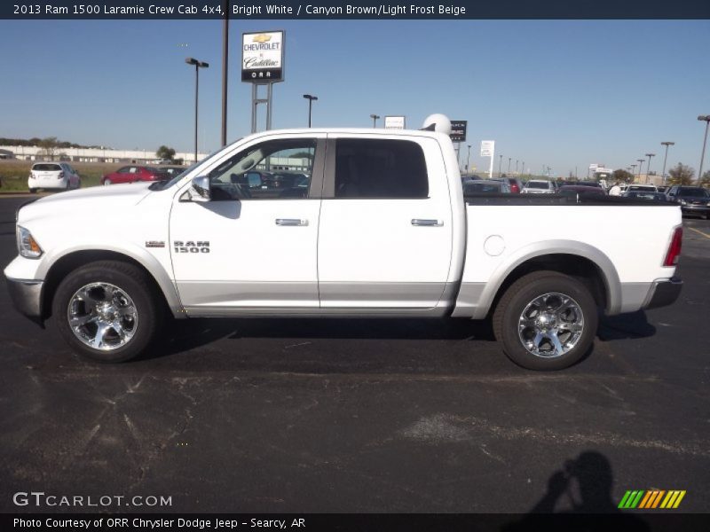 Bright White / Canyon Brown/Light Frost Beige 2013 Ram 1500 Laramie Crew Cab 4x4