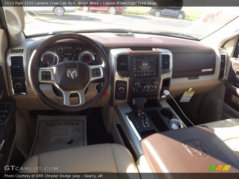Bright White / Canyon Brown/Light Frost Beige 2013 Ram 1500 Laramie Crew Cab 4x4