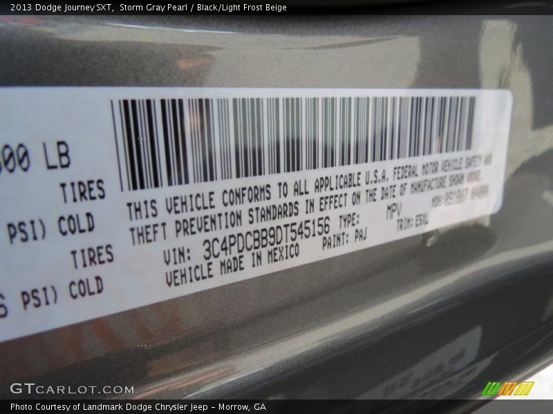 Storm Gray Pearl / Black/Light Frost Beige 2013 Dodge Journey SXT