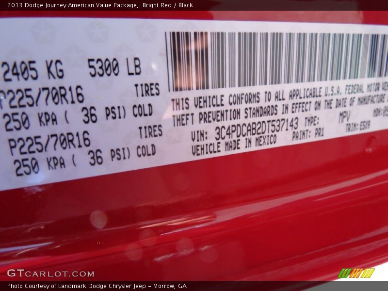 Bright Red / Black 2013 Dodge Journey American Value Package