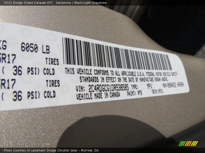 Sandstone / Black/Light Graystone 2013 Dodge Grand Caravan SXT
