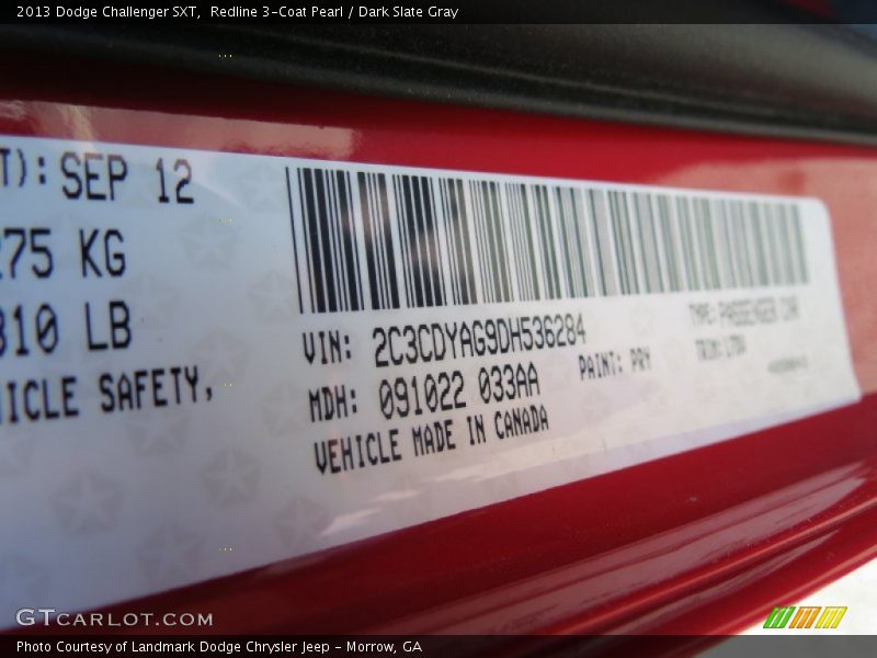 Redline 3-Coat Pearl / Dark Slate Gray 2013 Dodge Challenger SXT