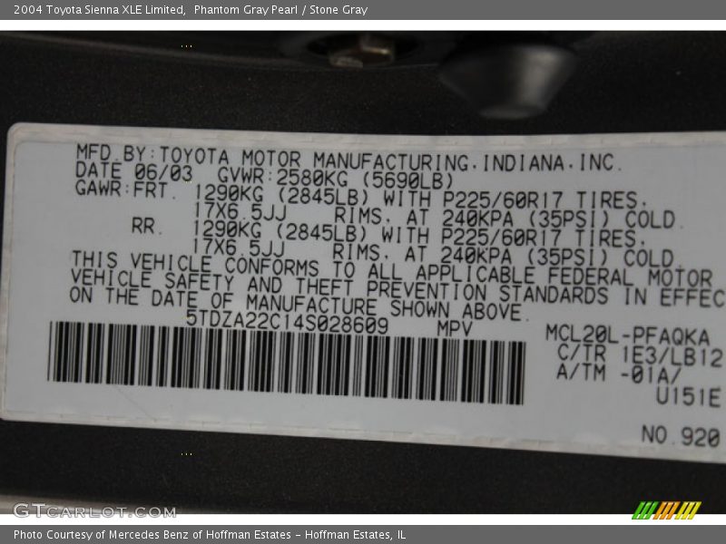 Phantom Gray Pearl / Stone Gray 2004 Toyota Sienna XLE Limited