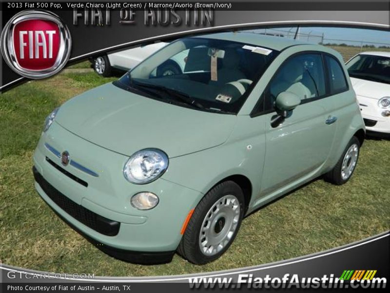 Verde Chiaro (Light Green) / Marrone/Avorio (Brown/Ivory) 2013 Fiat 500 Pop
