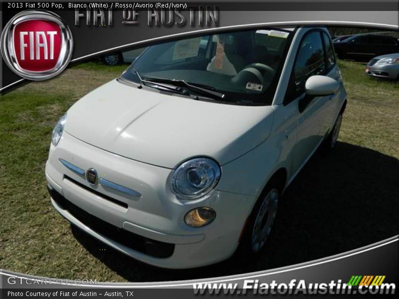 Bianco (White) / Rosso/Avorio (Red/Ivory) 2013 Fiat 500 Pop