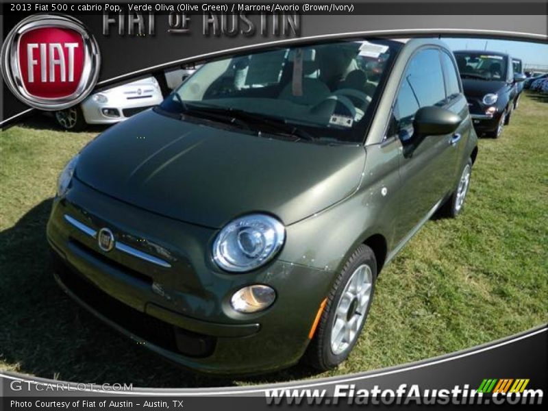 Verde Oliva (Olive Green) / Marrone/Avorio (Brown/Ivory) 2013 Fiat 500 c cabrio Pop