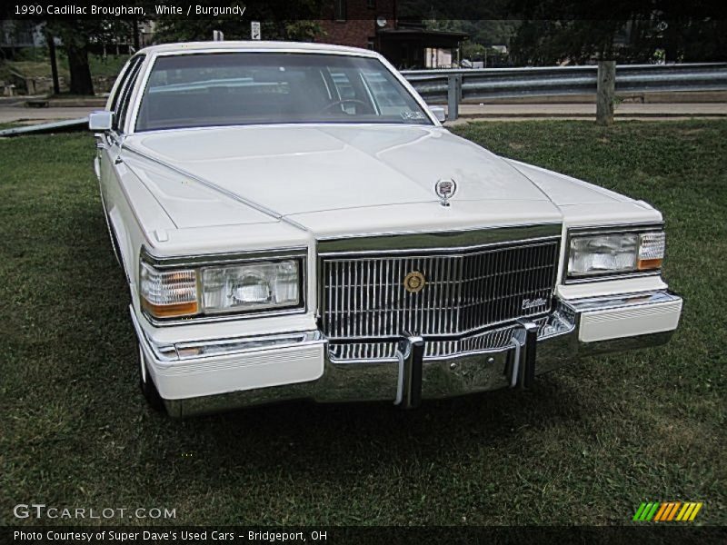 White / Burgundy 1990 Cadillac Brougham