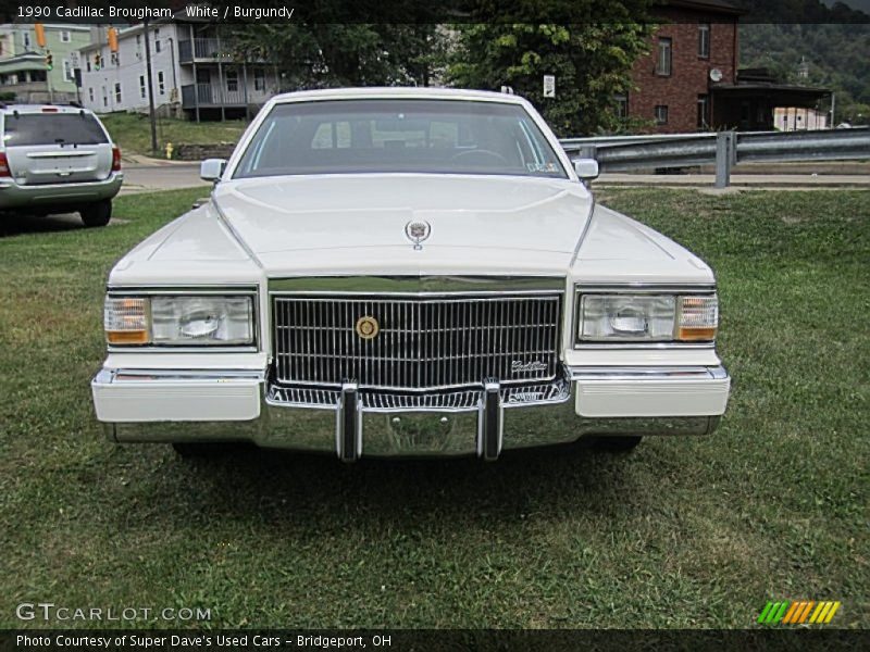 White / Burgundy 1990 Cadillac Brougham